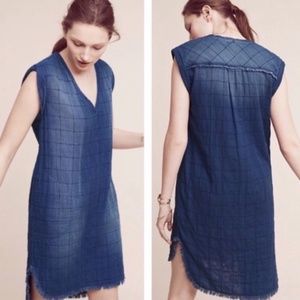 Make Offer Cloth & Stone Chambray Fringe Dress